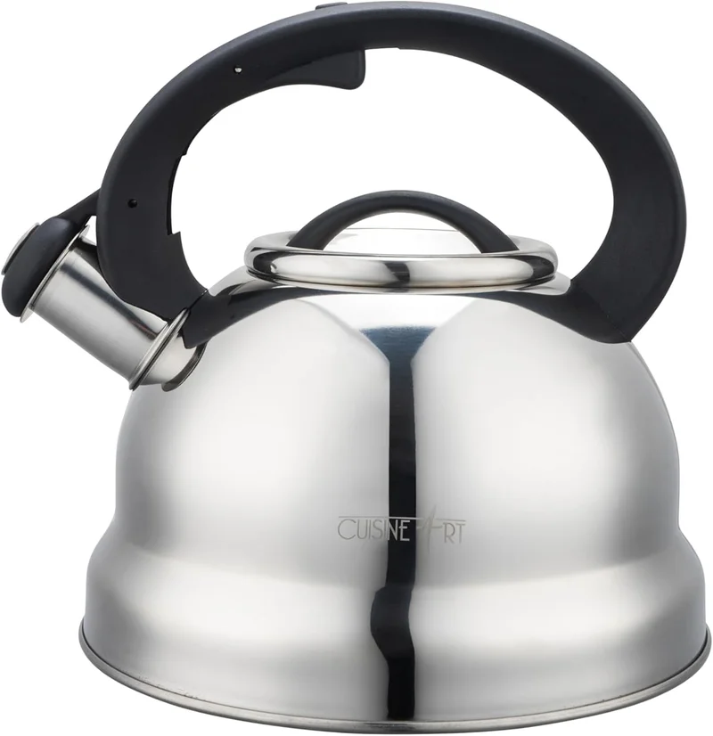 Cuisine Art Cuisine Art CLARA 201 Stainless Steel Whistling Tea Kettle 2.5L, Silver, Mirror Polish, Fixed Nylon Handle, Satin Interior, Fast Boiling, Suitable for use on all stove tops